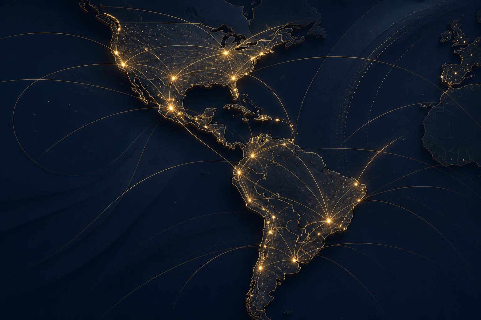 Mapa del corredor de inversión entre Estados Unidos y América Latina
